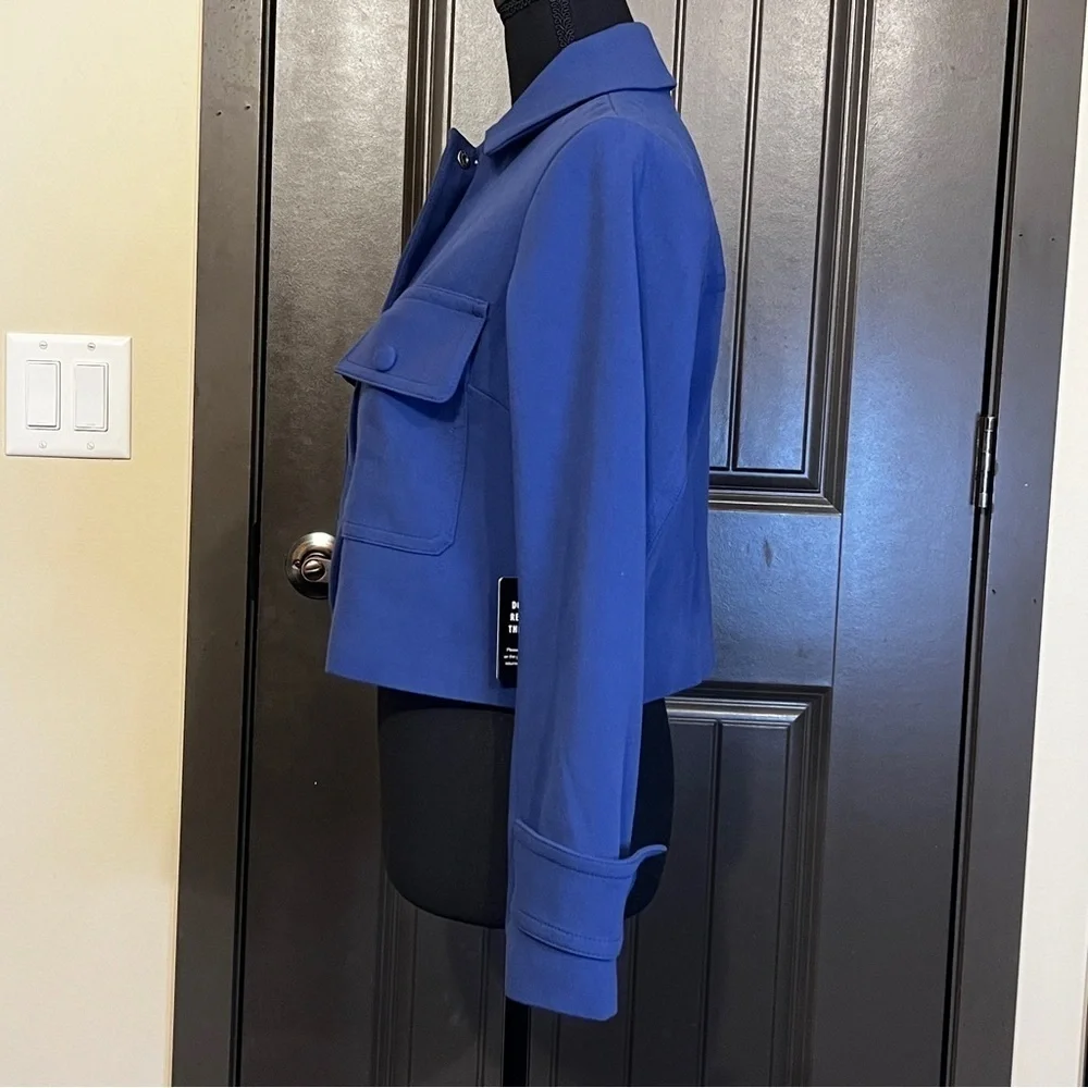 NWT EXPRESS Blue Cropped Collared Jacket Extra Small - Picture 6 of 9